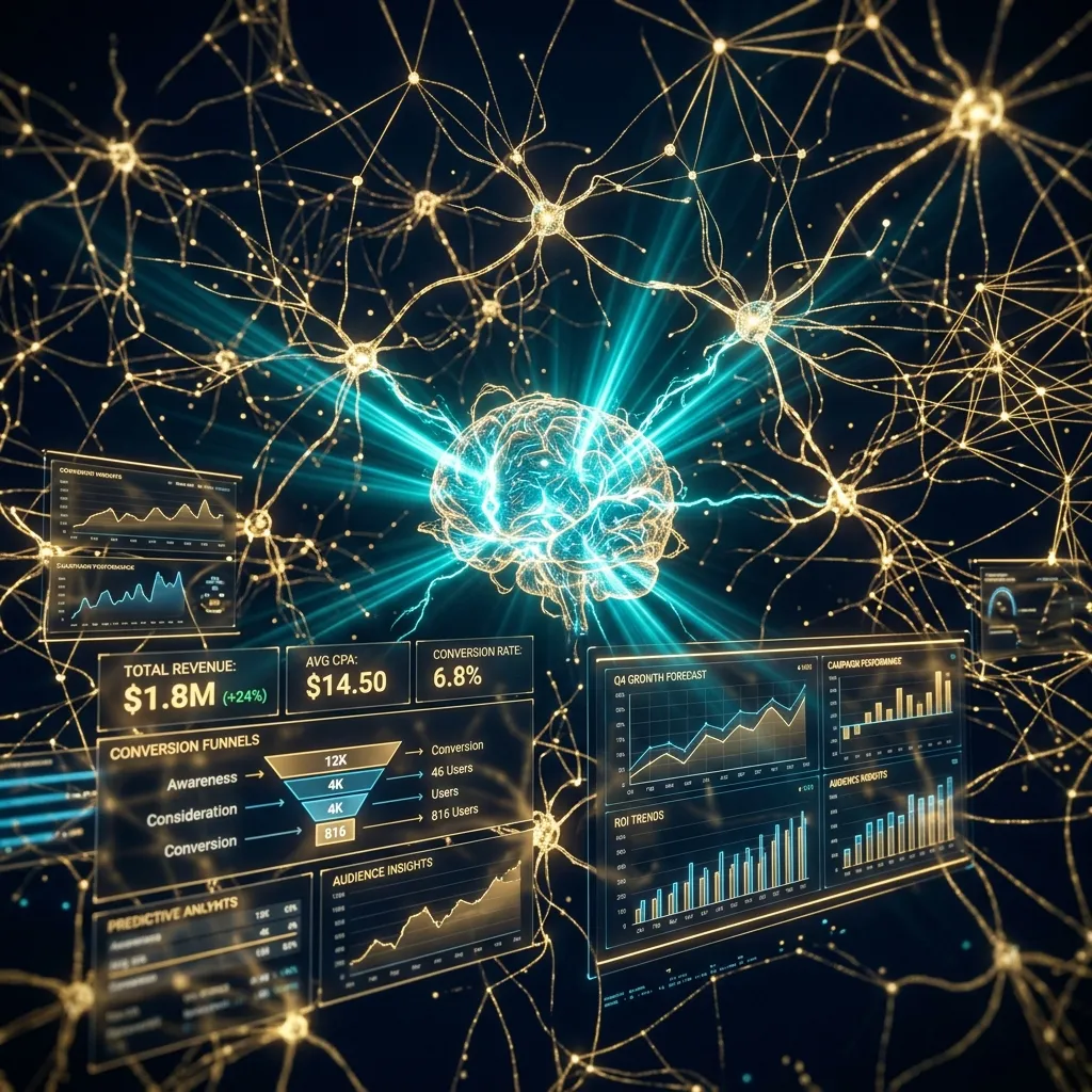 Ai Solutions Hero SEO Optimization Strategy AI Neural Network Marketing Dashboard with Predictive Analytics